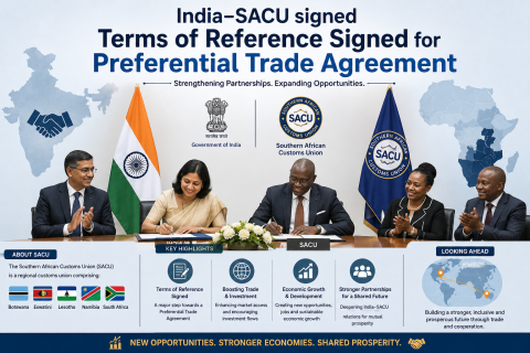 India–SACU signed Terms of Reference Signed for Preferential Trade Agreement